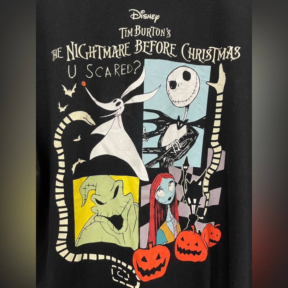 Disney Tim Burton's Nightmare Before Christmas “U Scared?” Tee, Sz L, Halloween